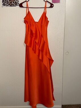 Gianni Bini Orange Ruffle Slip Maxi Dress